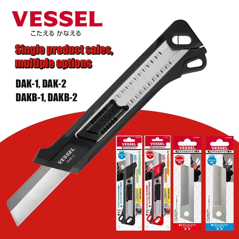 Couteau De Réglage électricien VESSEL DAK-1 – Lame Acier – Noir Et Rouge – Neuf