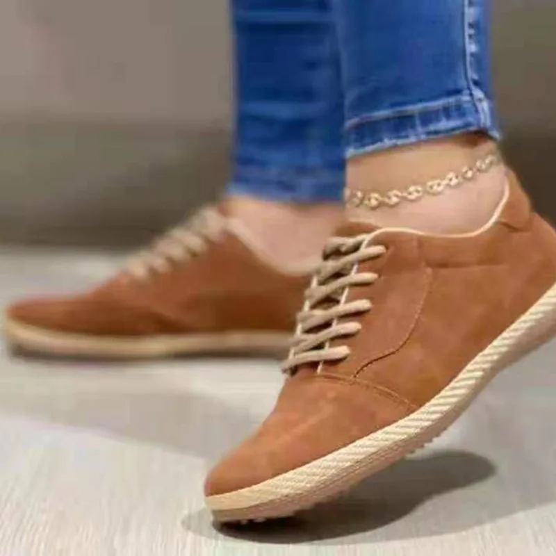 Plus Size Women's Shoes 2024 Spring Autumn Round Toe Lace-up Light Casual Women's Shoes Vintage Comfort Flat Women Loafers 2