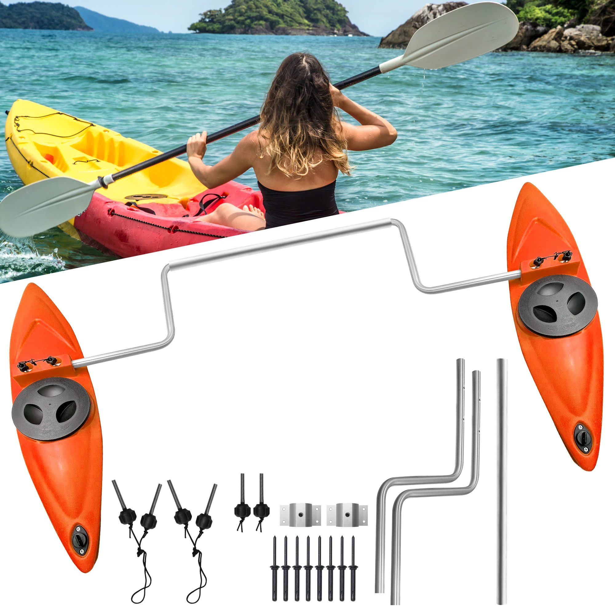Supporti Stabilizzatori Kayak In Nylon - 1 Paio, Per Montaggio Motore, Diametro Asta 30-35 Mm, Nero - Foto 6