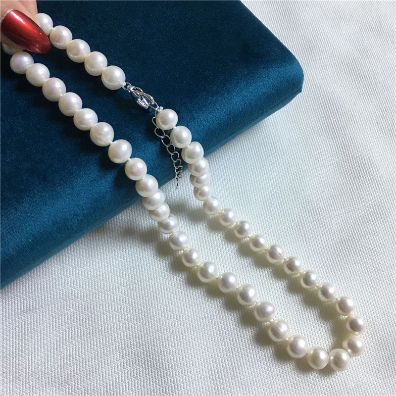 White Round Pearl Necklace Genuine Natural Freshwater Pearl Choker Necklaces For Women Classic Jewelry Gift 2022