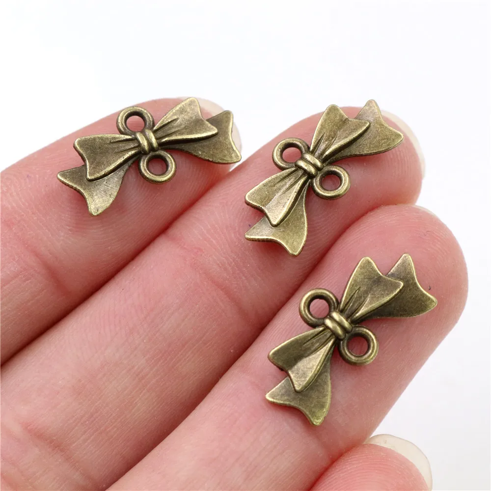 20x10mm 30pcs 골동품 실버 도금 청동 도금 나비 넥타이 수제 부적 펜던트: 팔찌 목걸이 DIY