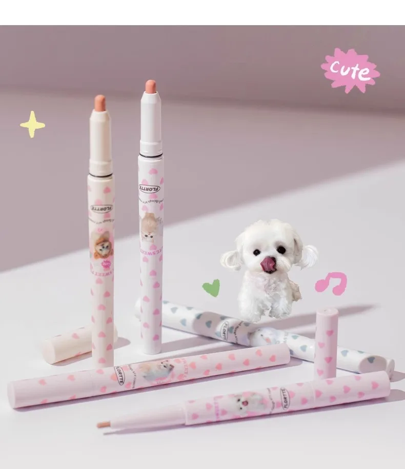 FLORTTE  Cute Animals Lipstick Pen Natural Matte Double Ended Lip Liner Lasting Whitening Waterproof Lip Gloss Cosmetic 5