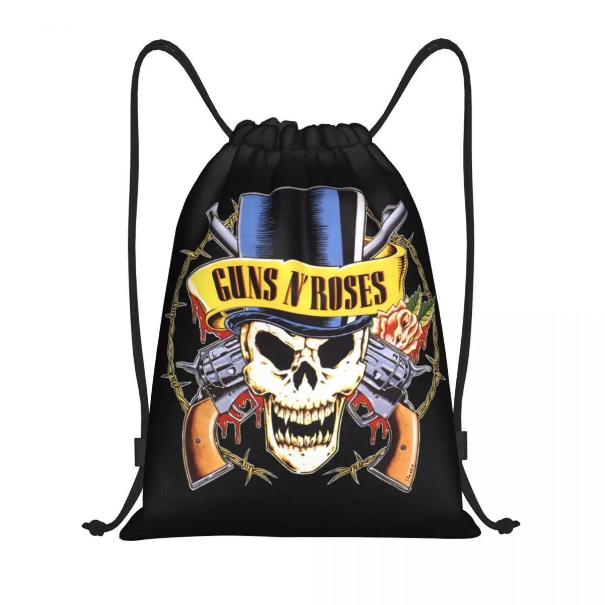 

Guns N Roses Drawstring Bag Women Men Foldable Gym Sports Sackpack Bullet Logo Shopping Storage Backpacks