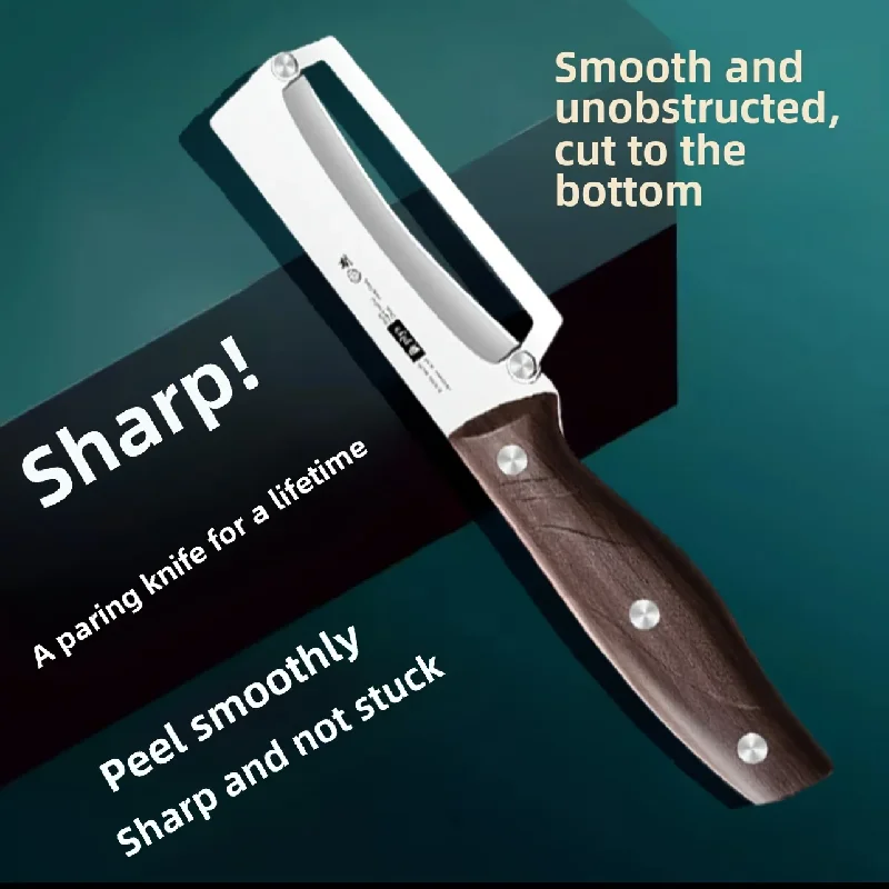 Stainless steel peeler with wooden handle for peeling and slicing fruits and vegetables | Durable and smooth operation 6