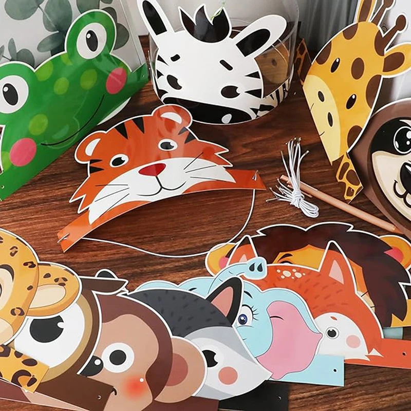 12 Piece Jungle Animal Safari Headbands - Photo Booth Props For Kids Birthday Parties & Costumes