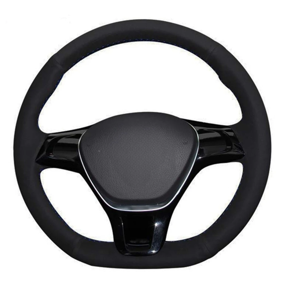 

Car Steering Wheel Cover Black Genuine Leather Suede For Volkswagen VW Golf 7 Mk7 New Polo Jetta Passat B8 Tiguan Sharan