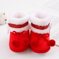 Baby Autumn Winter Boots Baby Girl Boys Winter Warm Shoes Solid Fashion Toddler Fuzzy Balls First Walkers Kid Shoes 0-18M 2