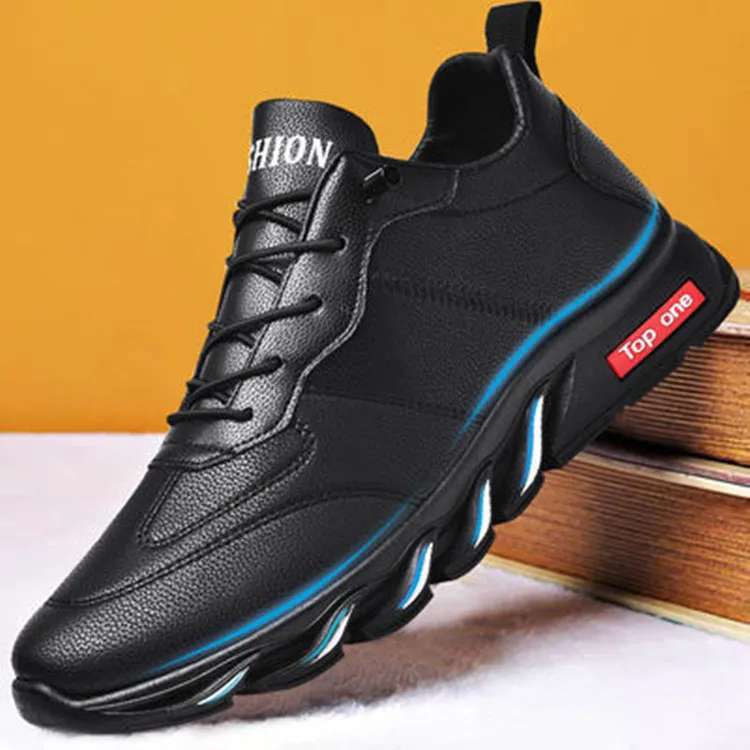

2022 Autumn and Winter New Men's Casual White Shoes Light-soled Soft Surface Non-slip PU Men's Casual Shoes Height Increasing