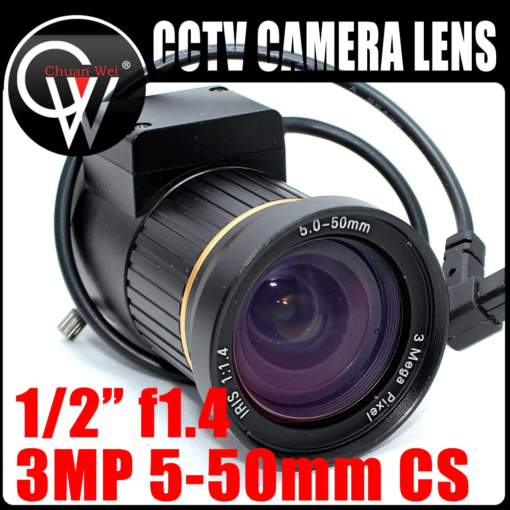 3.0Megapixel Varifocal HD CCTV Camera/ITS Lens 5-50mm CS Mount With Manual iris F1.4 For industry CCTV IP Camera