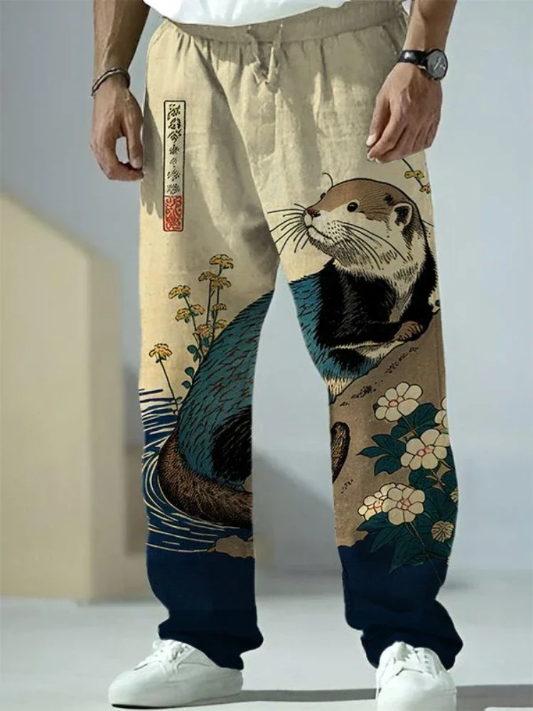 Full Length Wide Leg Pants Printed Hipster Harajuku Animals Japanese Summer Trousers Streetwear Sweatants Men Women Clothing 3