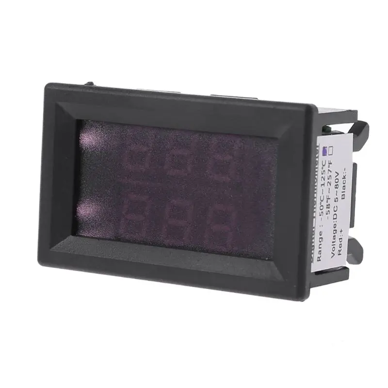 

2 in 1 Car Dual Display Digital Voltmeter + Thermometer Led Temperature