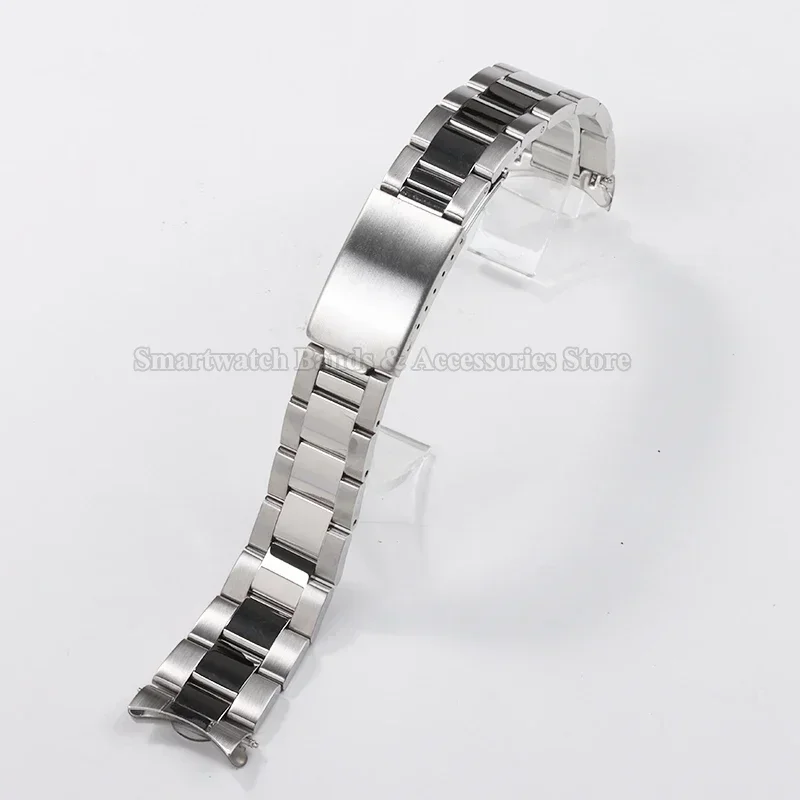 Premium Curved End Stainless Steel Watch Strap with Folding Bracelet