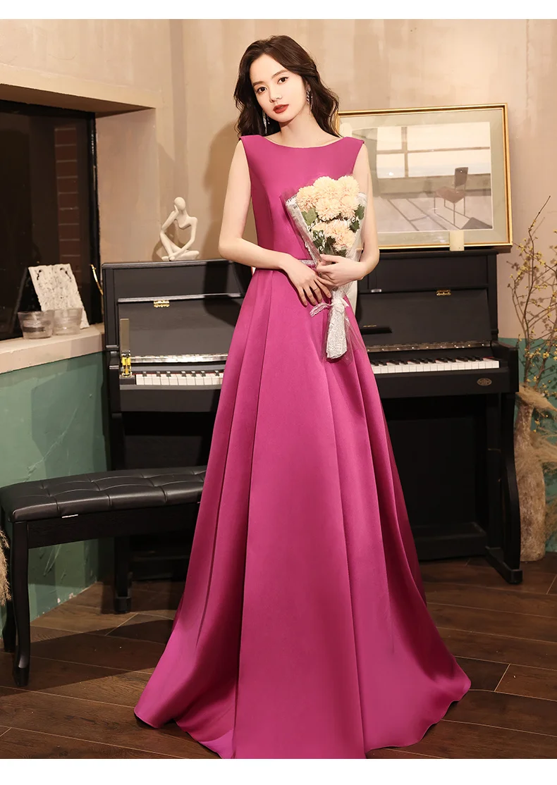 Elegant Simple Satin Long Evening Dresses Sleeveless A-line Floor-Length Women Formal Gowns For Wedding Plus Size maternity evening dresses