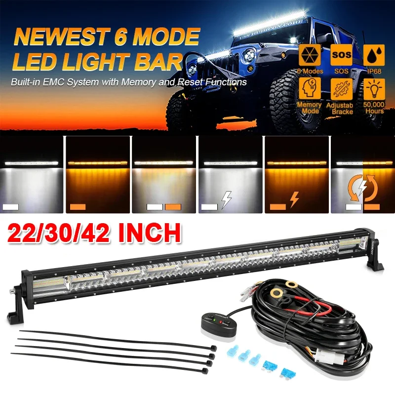 ambie × BEAMS Auxbeam 22/30/42inch 6 Modes Combo Beam LED Work Light Bar with