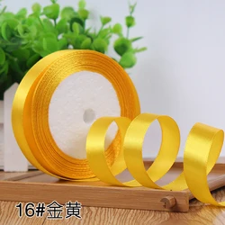 Elegant 15mm Satin Ribbon for DIY Crafts and Decor - 22 Meters (Golden)