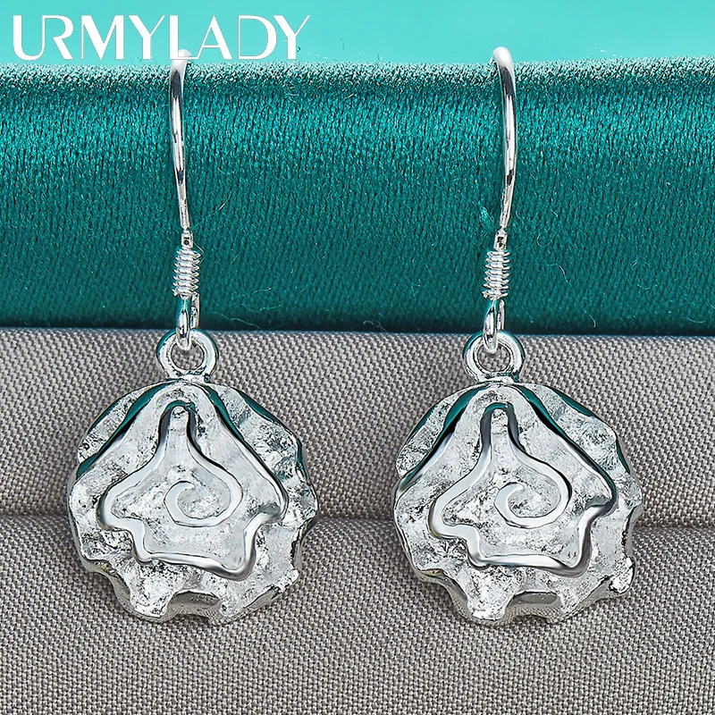 URMYLADY 925 Sterling Silver Rose Flower Necklace Bracelet Earring Ring Jewelry Set For Women Wedding Party Fashion Charm Gift 5