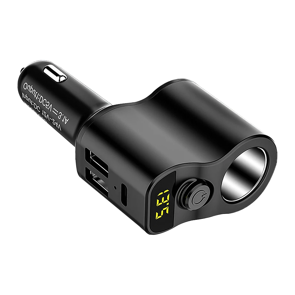 

Car Charger Extension Cigarette Lighter Adapter Socket Splitter 2 USB 1PD Ports Voltage Meter 12V/24V Automobile Outlet