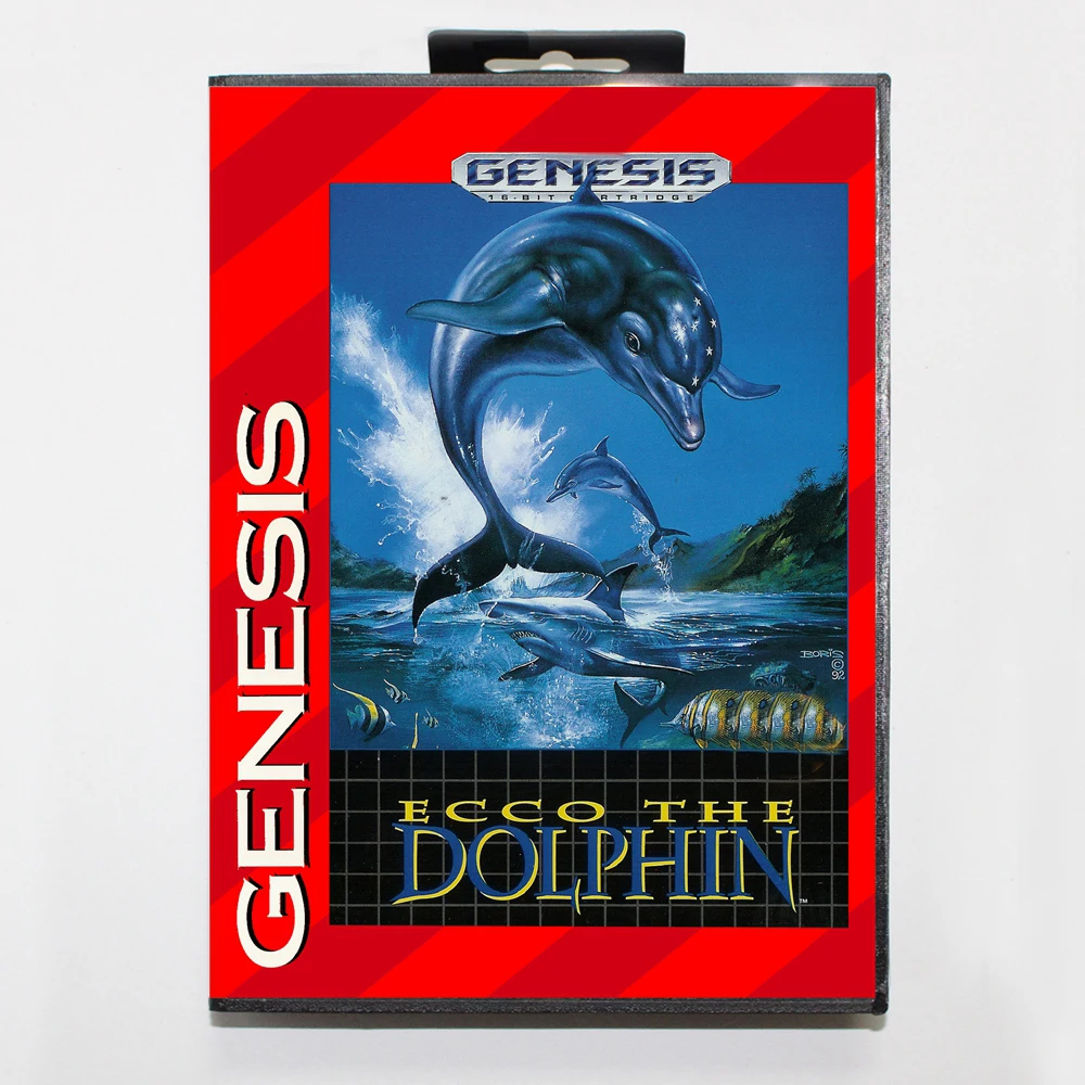 Cartucho de juego Ecco the Dolphin MD con caja de EE. UU. Para sistema Sega Genesis Megadrive de 16 bits
