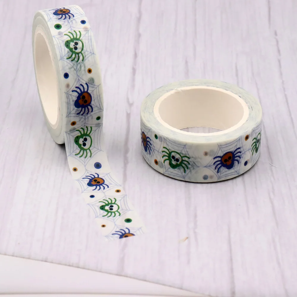 Washi Tape Masking Tape Adhesive Tapes Adhesive Tape 1PC 15mm x 10m Halloween Floral Ghosts Seamless Pattern Wildflowers Masking Adhesive Washi Tape Stationery Office Supplies