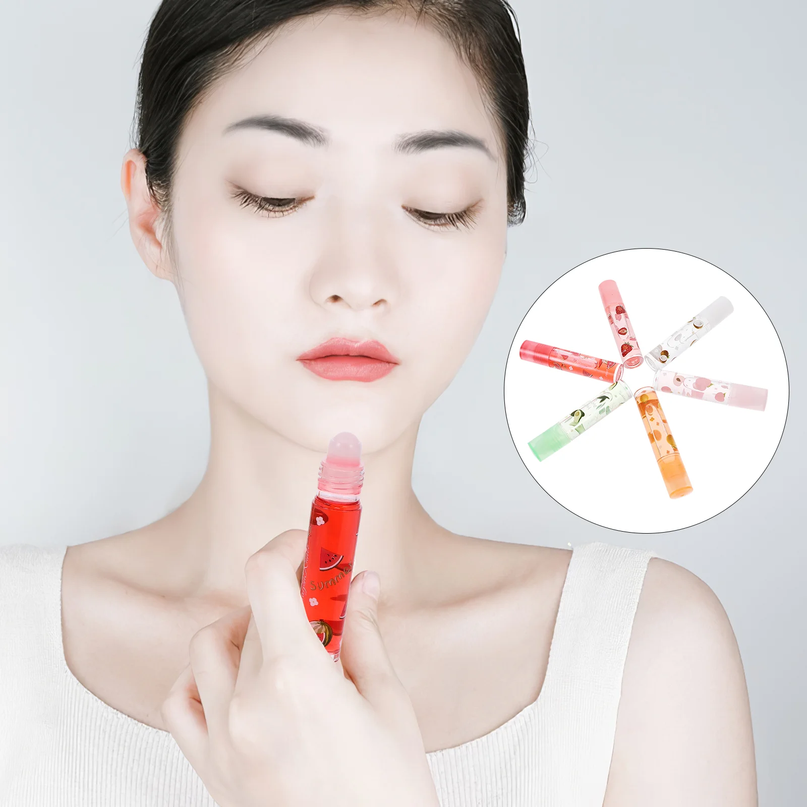 

Minkissy Lip Gloss Clear Fruit Lip Gloss 6Pcs Fruit Lip Glosses Transparent Colorless Moisturizing Lip Pomades Fruit-