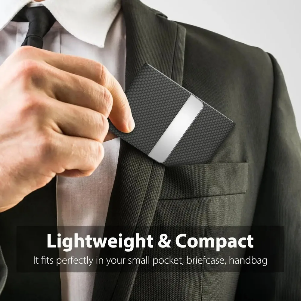 Elegant PU Leather & Stainless Steel Business Card Case with RFID Protection & Magnetic Closure