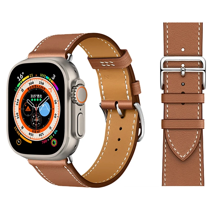 애플 워치 밴드용 가죽 시계 스트랩, 스포츠 팔찌, iWatch 시리즈 울트라 9-8-7-6-5-4-3-SE, 44mm, 49mm, 45mm, 42mm, 40mm, 41mm, 38mm