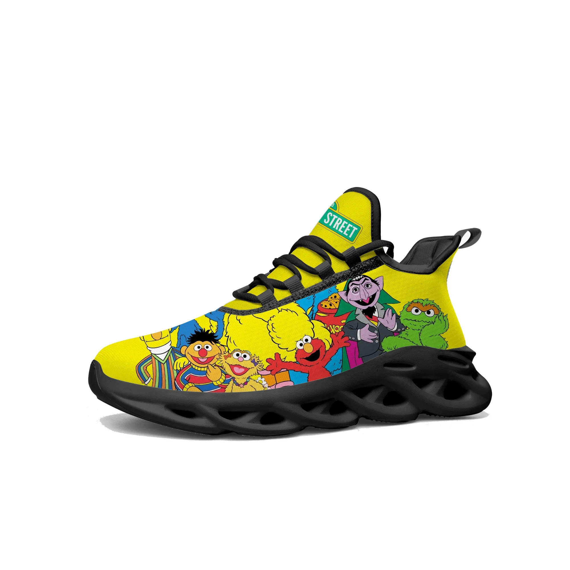 Anime Cartoon Fashion S-Sesame S-StreetFlats Sneakers Teenager Sports Running Shoe High Quality Custom Lace Up Mesh Footwear