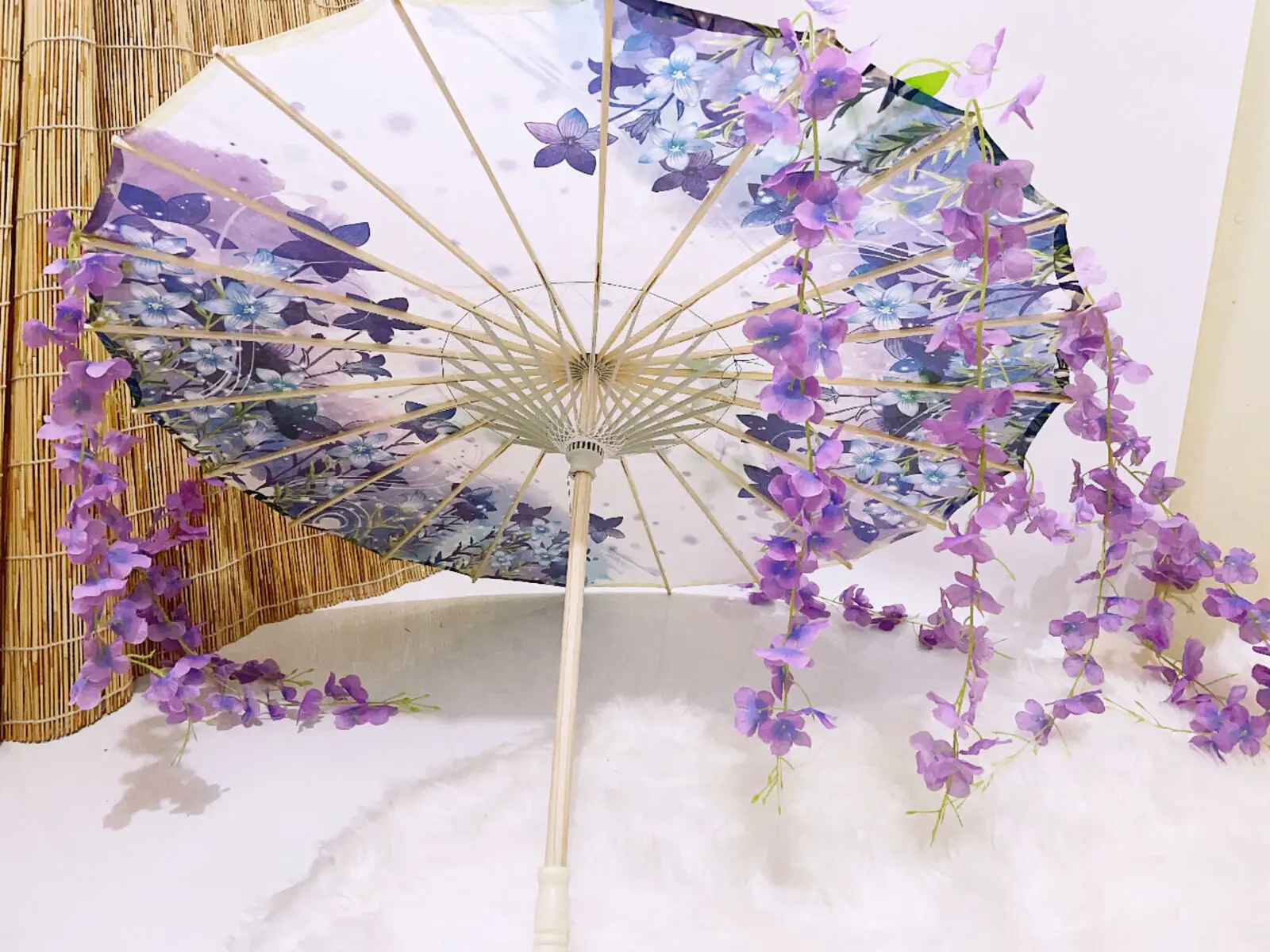 82CM 32'' Hanfu Tassel Waterproof Beach Umbrella Dance Cosplay Japan Sakura Spring OilPaper cosplay Parasol Paraguas mini umbrella sun umbrella japanese umbrella paper umbrella
