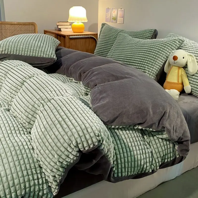 

Milk Velvet Duvet Cover Simple And Thickened Bedding Dormitory Duvet Cover Bedsheet Double-Sided Velvet Coral Velvet Duvet