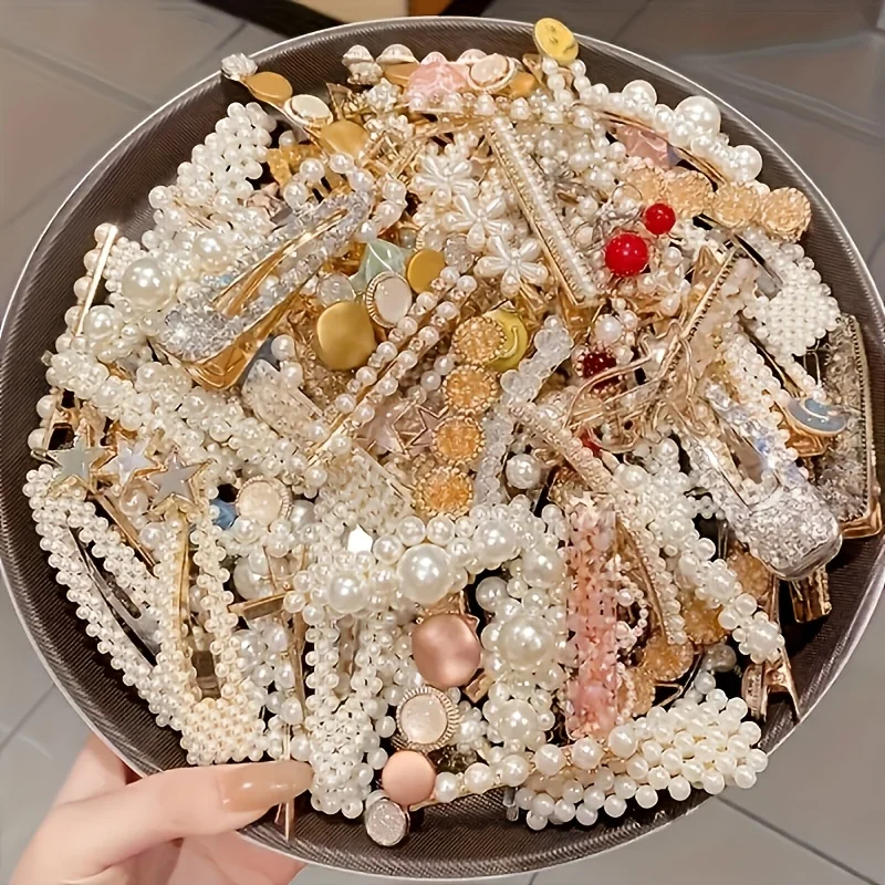 1 Stück niedliche Haarspangen in verschiedenen Stilen, zufälliger Stil, geeignet für den täglichen Gebrauch, elegante und einfache Haarspangen mit Kunstperlen – Detail 2