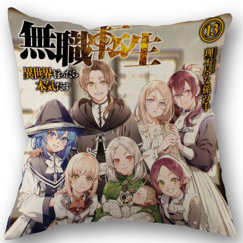 

Square Pillowcase Mushoku Tensei Jobless Reincarnation Cotton Linen Pillow Cover Zippered 45x45cm One Sides DIY Gift Home