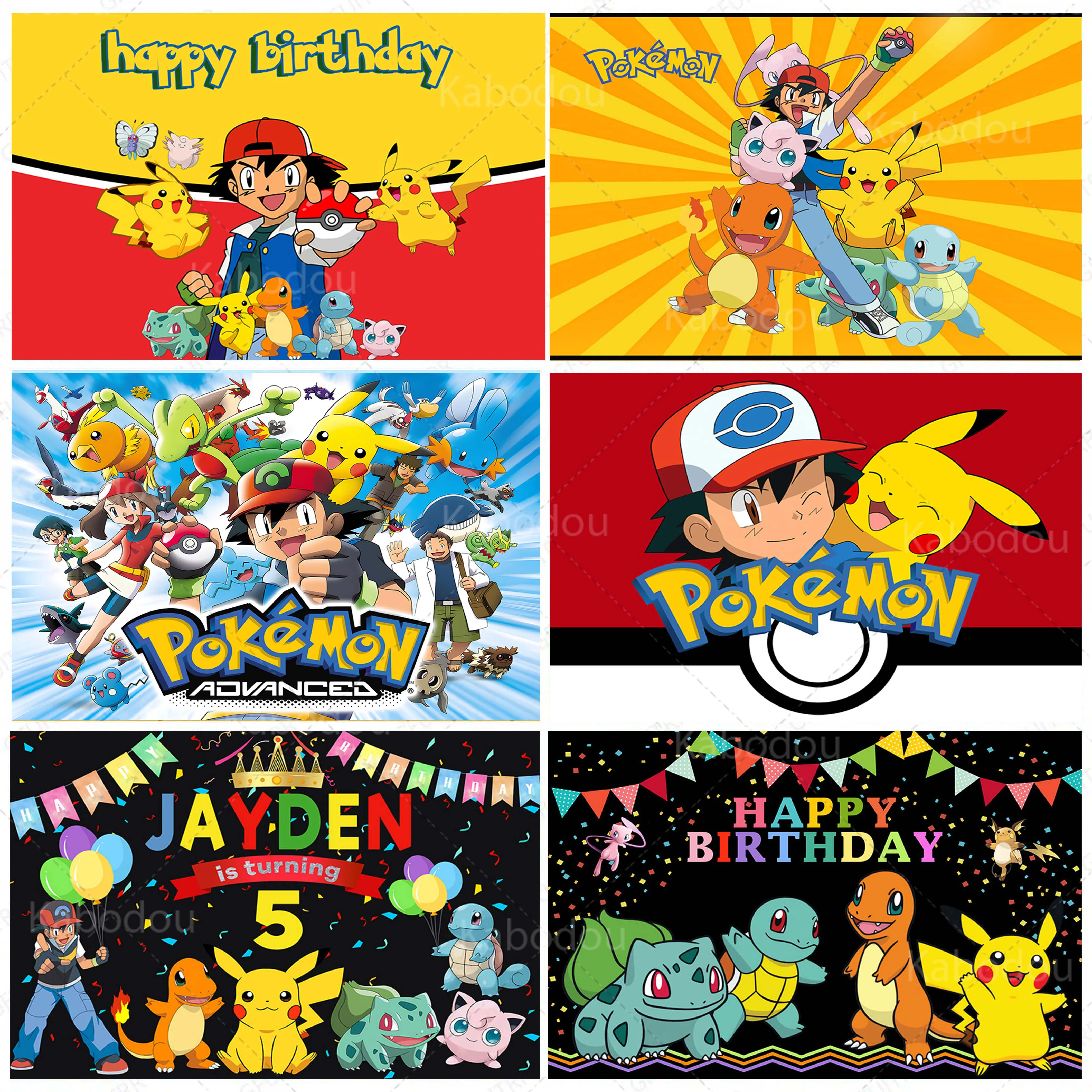 

Pokemons Backdrop Custom Kid Birthday Party Decoration Cartoon Photography Background Banner Poster Baby Shower Studio Props