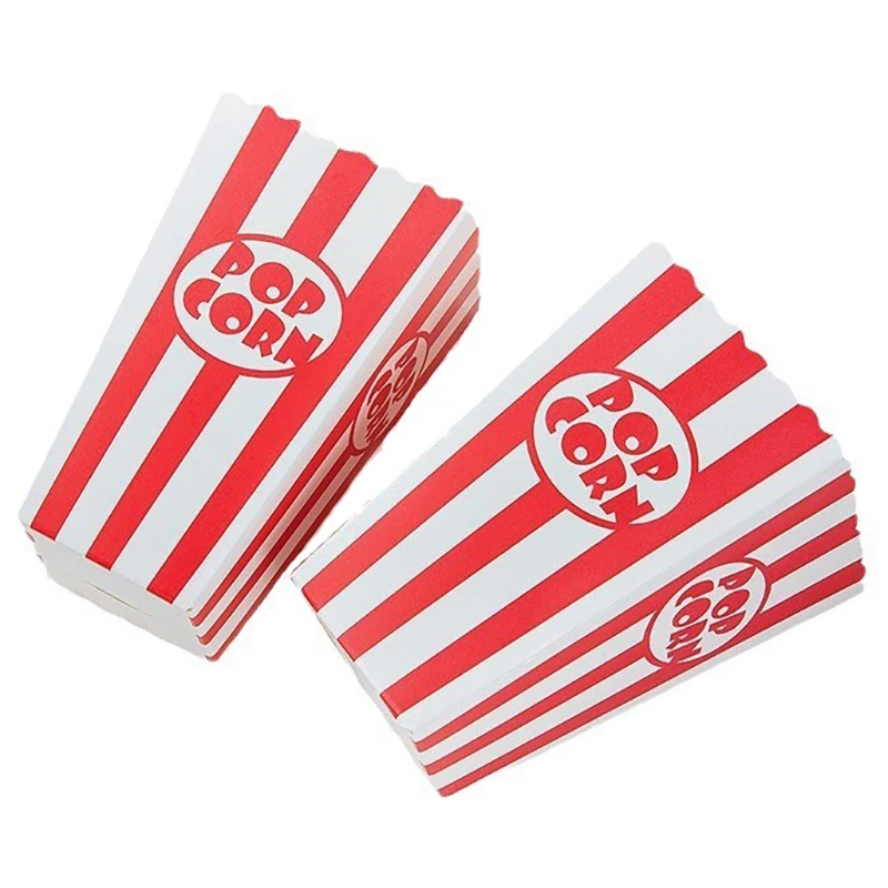 60 Sacchetti Per Popcorn A Righe, Scatole Per Dolcetti Per Feste Di Compleanno Per Bambini Film Strisce Verticali~p150447787