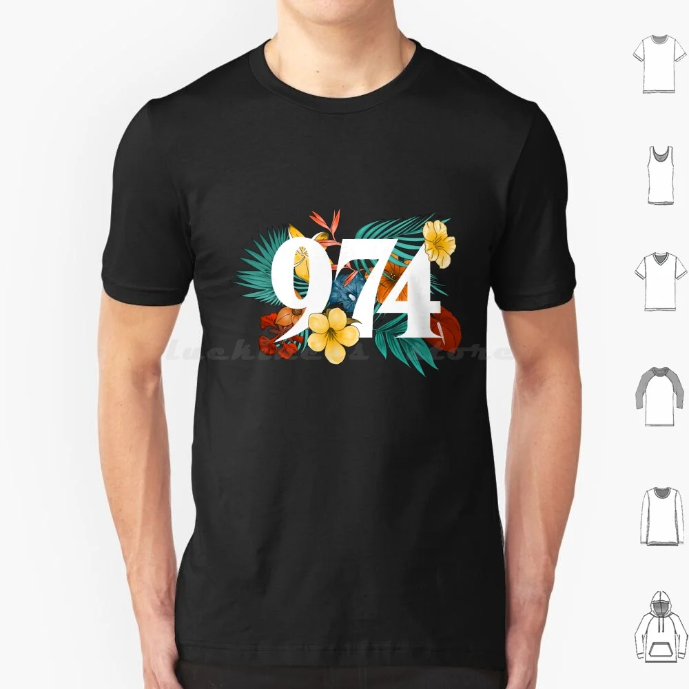 Maglietta 974 Fiori Cotone Uomo Donna Stampa Fai Da Te 974 Run 974 Creole Island Creole Neem Flowery Local Lokal Island Beach