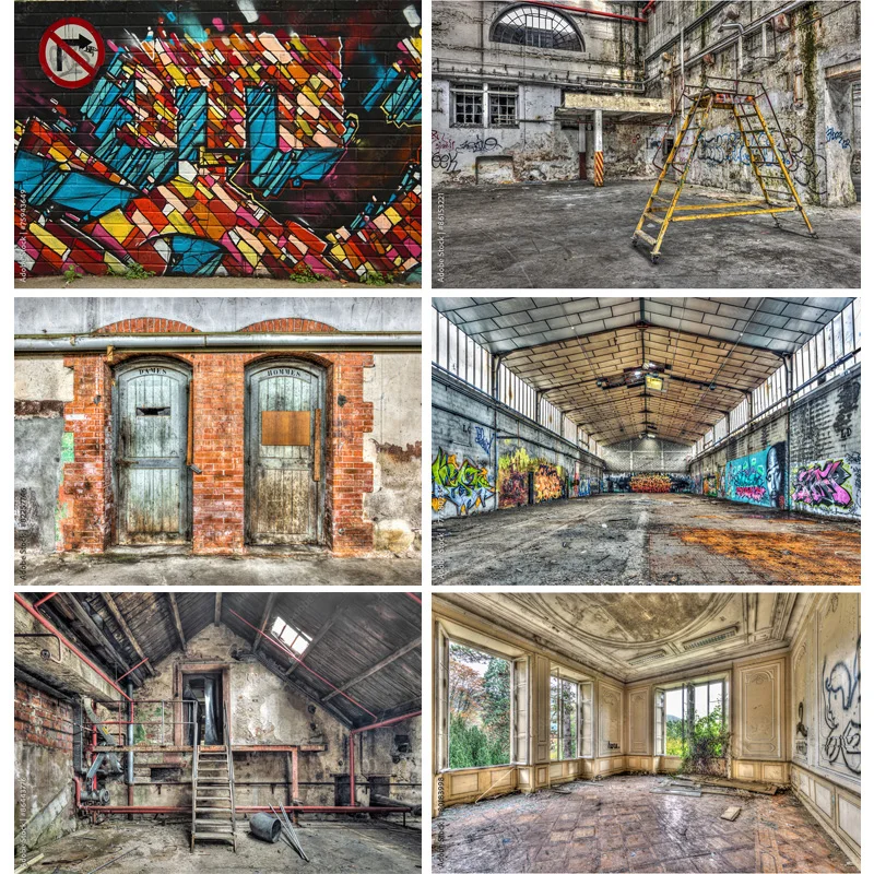 

ZHISUXI Vintage Photo Backdrops Retro Factory Interior Graffiti Old Brick Wall Photography Background Studio Props 211216 PJT-05