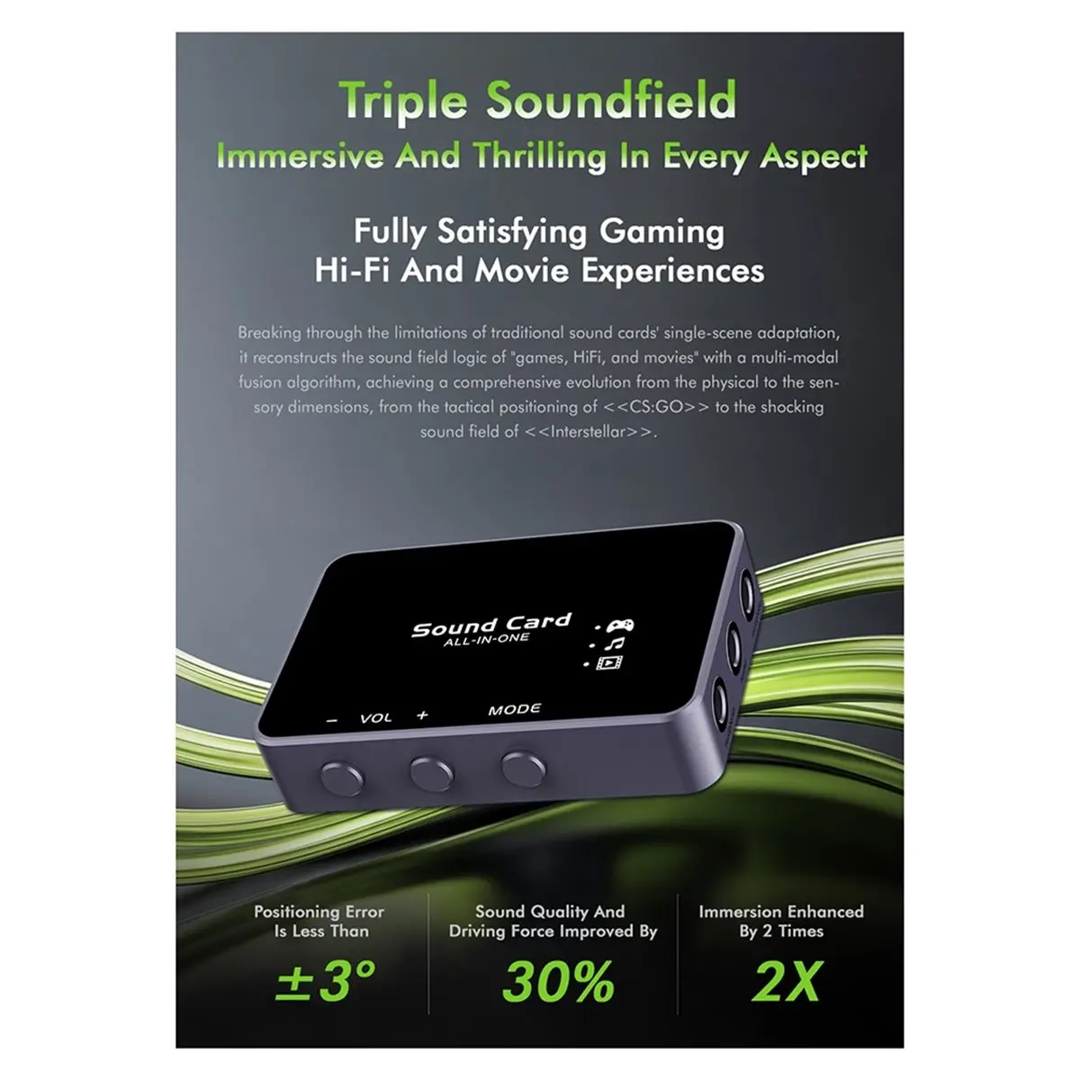 데스크탑 PC용 A10R 게이밍 사운드 카드 어댑터 CS:GO Valorant Apex Legends 3-in-1 게이밍 스트리밍용 게이밍 어댑터