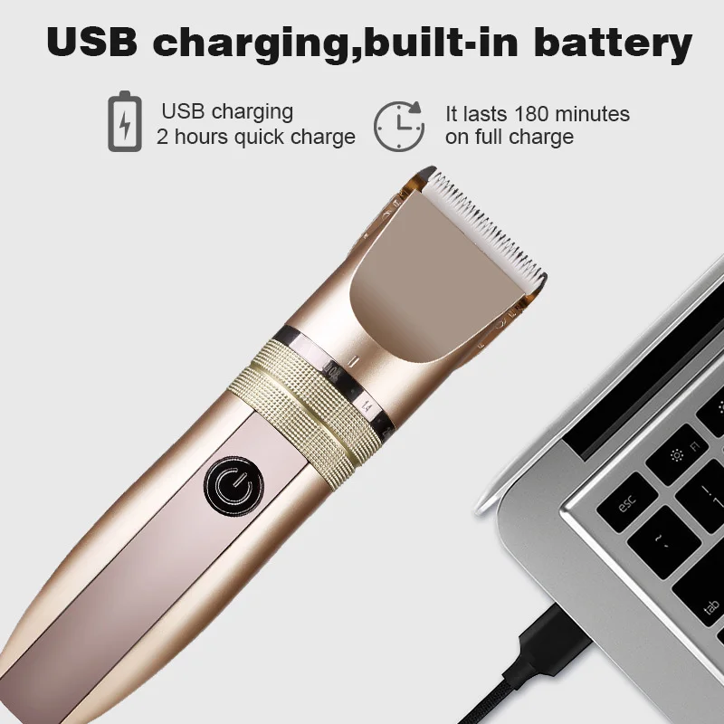 Rechargeable hair trimmer for men grooming electric beard & hair clipper adjustable edge & cutting machine haircut 100-240V