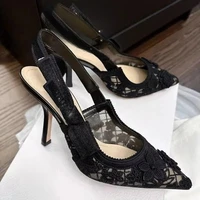 Sandales à talons hauts en cuir véritable avec broderie en tissu, sandales blanches pour femmes 2025, chaussures de mariage sexy, chaussures de soirée 4