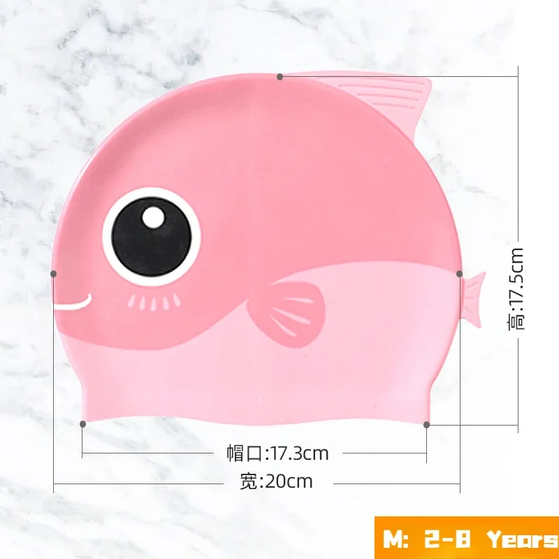 Cartoon Cute Fish Shark Silicone Swimming Cap for Children Protect Ears Swim Hat for Boys Girls Kids Swimming Pool Accessories 4