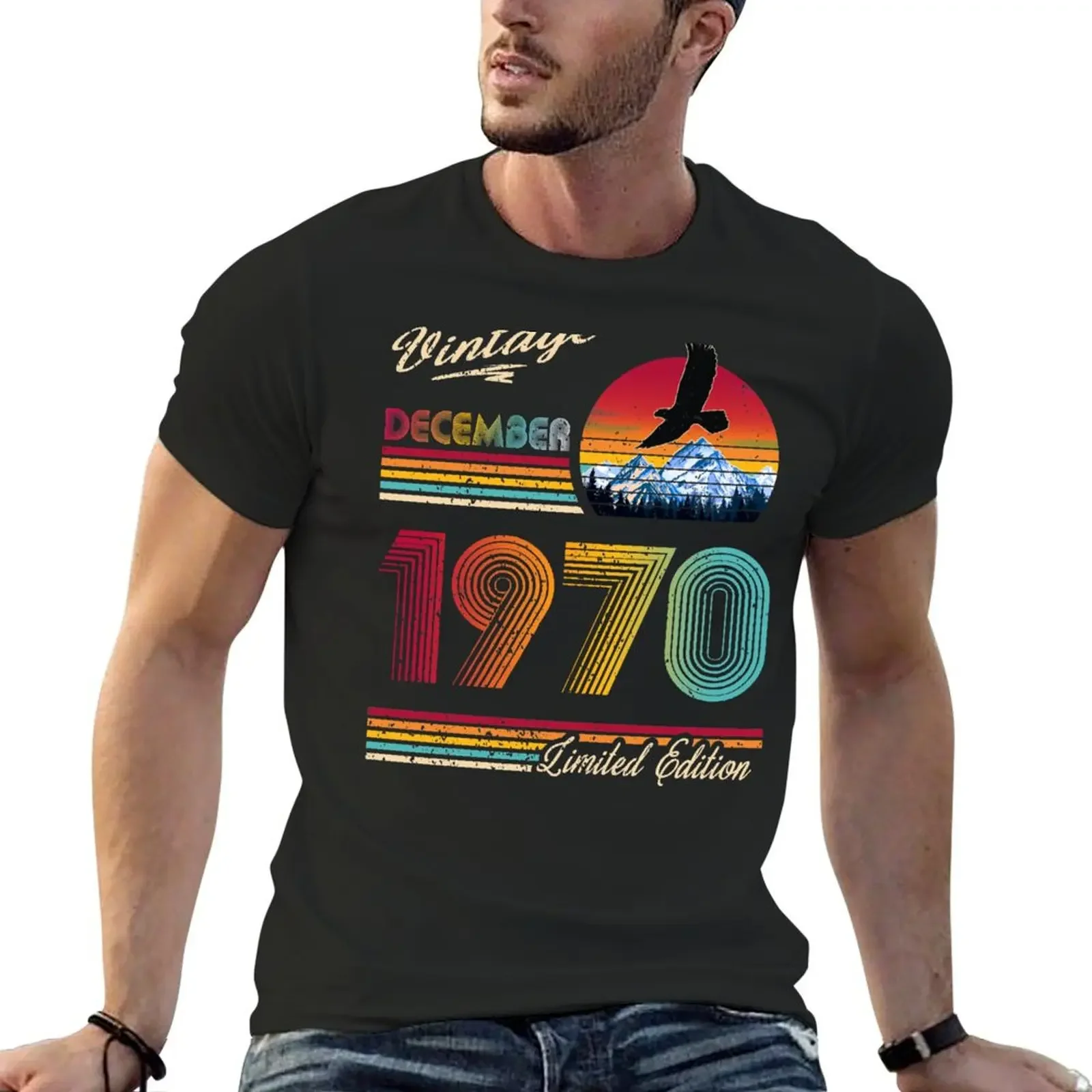 December 1970 Birthday T-shirt new edition blacks vintage blanks mens funny t shirts