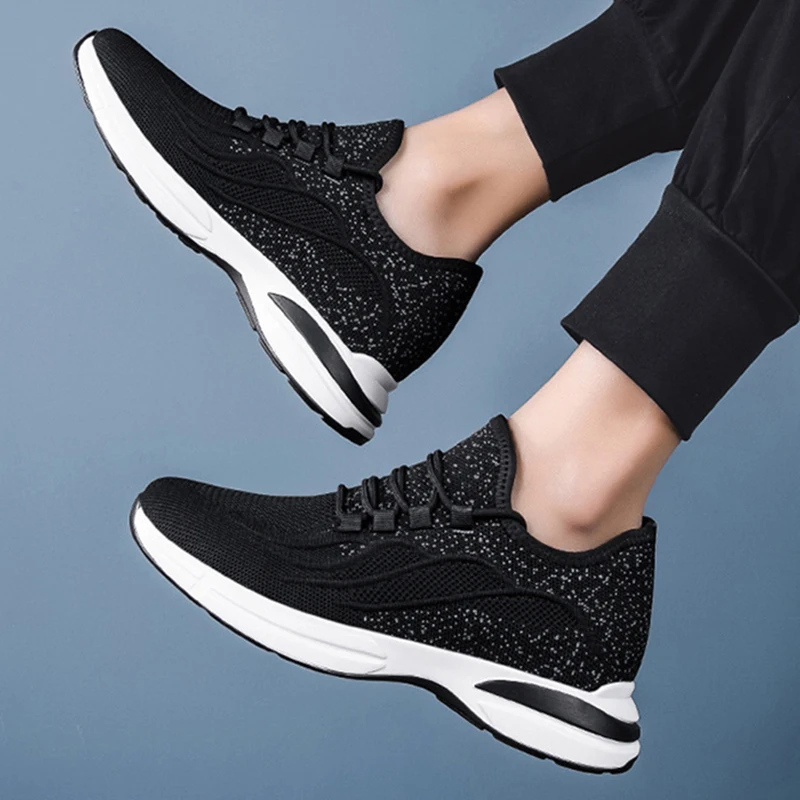 New Men's Casual Fashionable and Versatile Thick-soled Sneakers with Invisible Inner Heightening and Breathable Men's Shoes