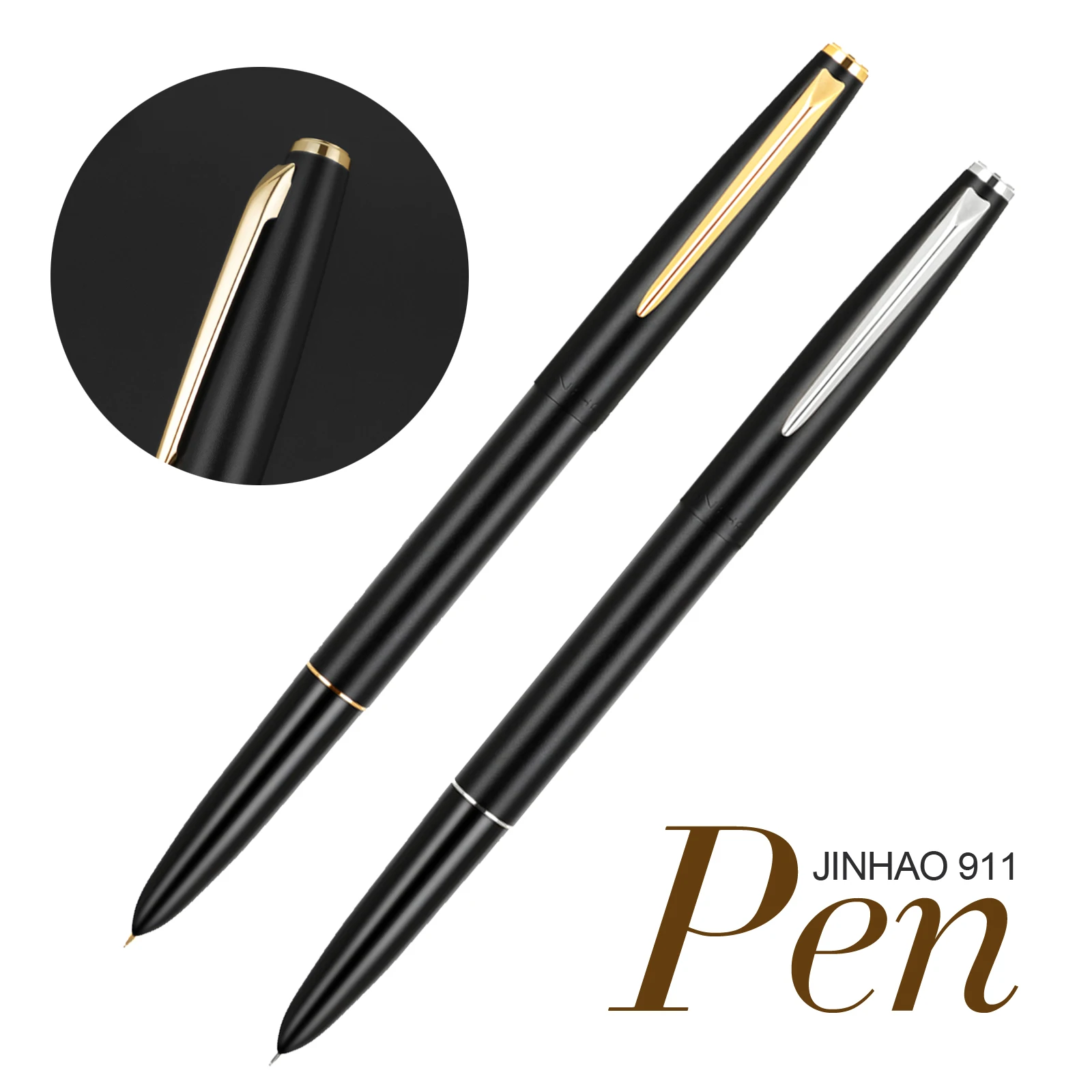 JINHAO 911 fountain pen Iridium EF Nib Rotating Inking Gold Silver clip School office Supplies Writing ink pens stationery gifts 3