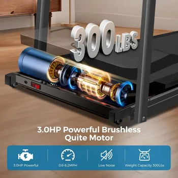 Treadmill with Handles, Portable Electric Treadmills for Home 300 lbs Weight Capacity,Walking Pad Treadmill 2