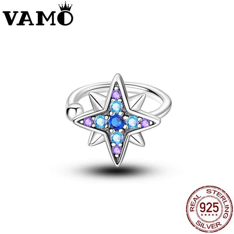 Ear Clip Earrings 925 Sterling Silver Night Star CZ Zircon Women For Anniversary Wedding Gift VAMO