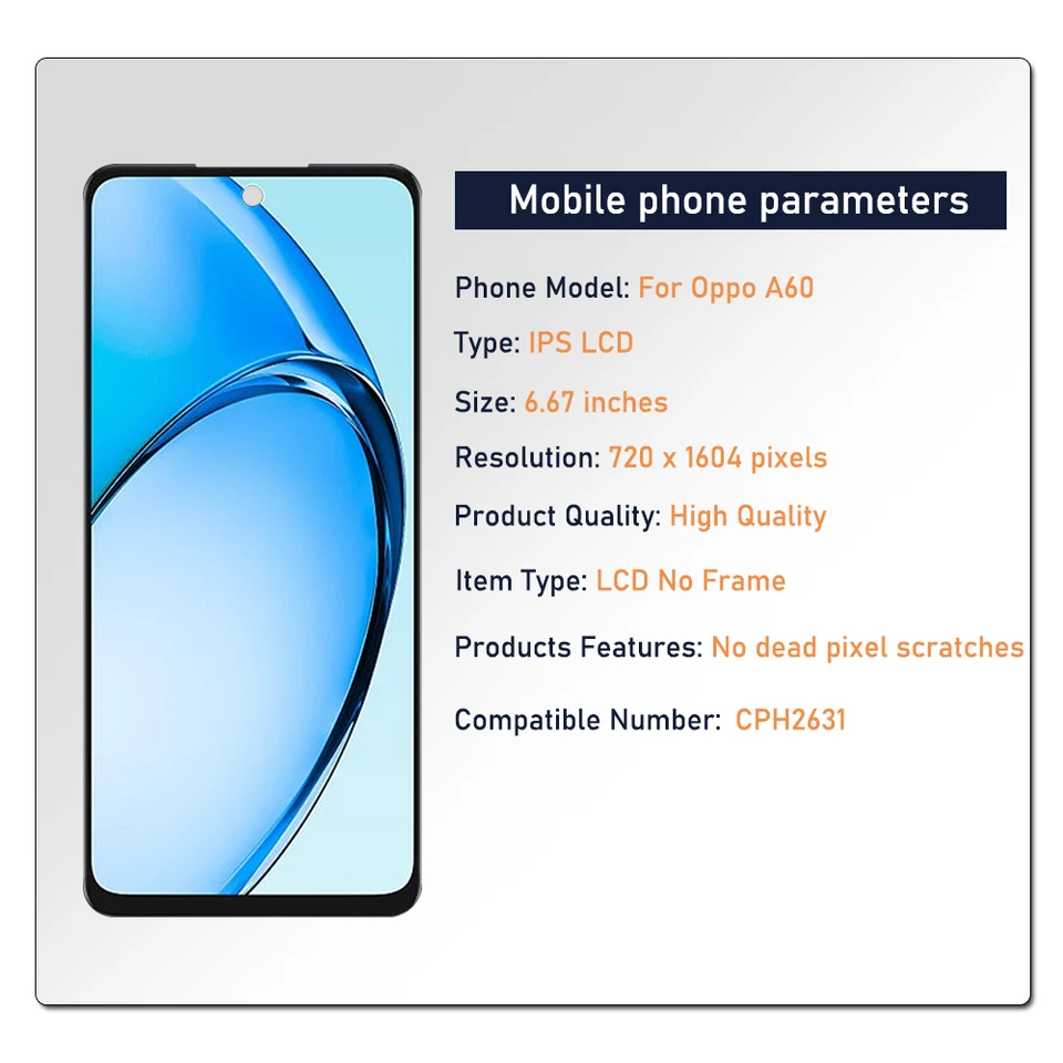 Schermo LCD Per Oppo A60 CPH2631 – Display 6.6 Pollici Con Digitizer Touch Screen E Kit Utensili Di Ricambio