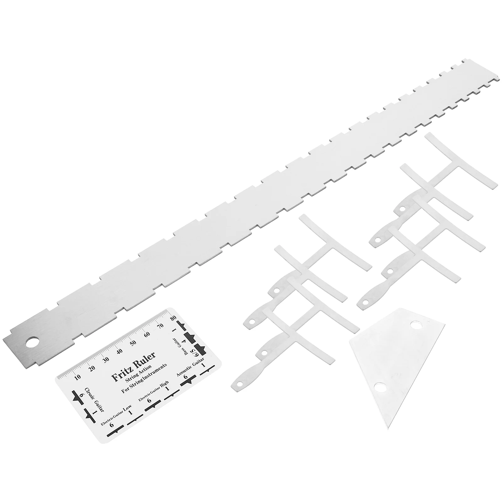 

12 Pcs Guitar Tool Kit Measuring Ruler Leveling Arc String Height Saw Metal Radius Gauge