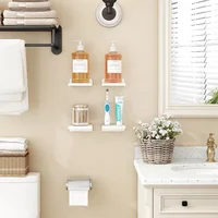 4/2 Pcs White Floating Shelves for Wall Rustic Wood Small Wall Mounted Shelves for Bedroom, Living Room, Kitchen, Bathroom Decor 2
