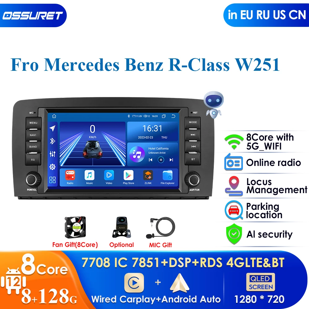 8G128GAIAndroid12CarRadioMultimediaPlayerforMercedesBenzR