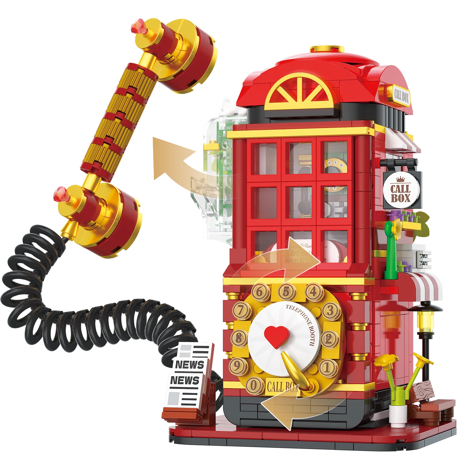 Retro Telephone Box Building Blocks Set DIY Arcade Phone Booth Architecture Model Kit for Adult Kids Birthday Gift Home Decor