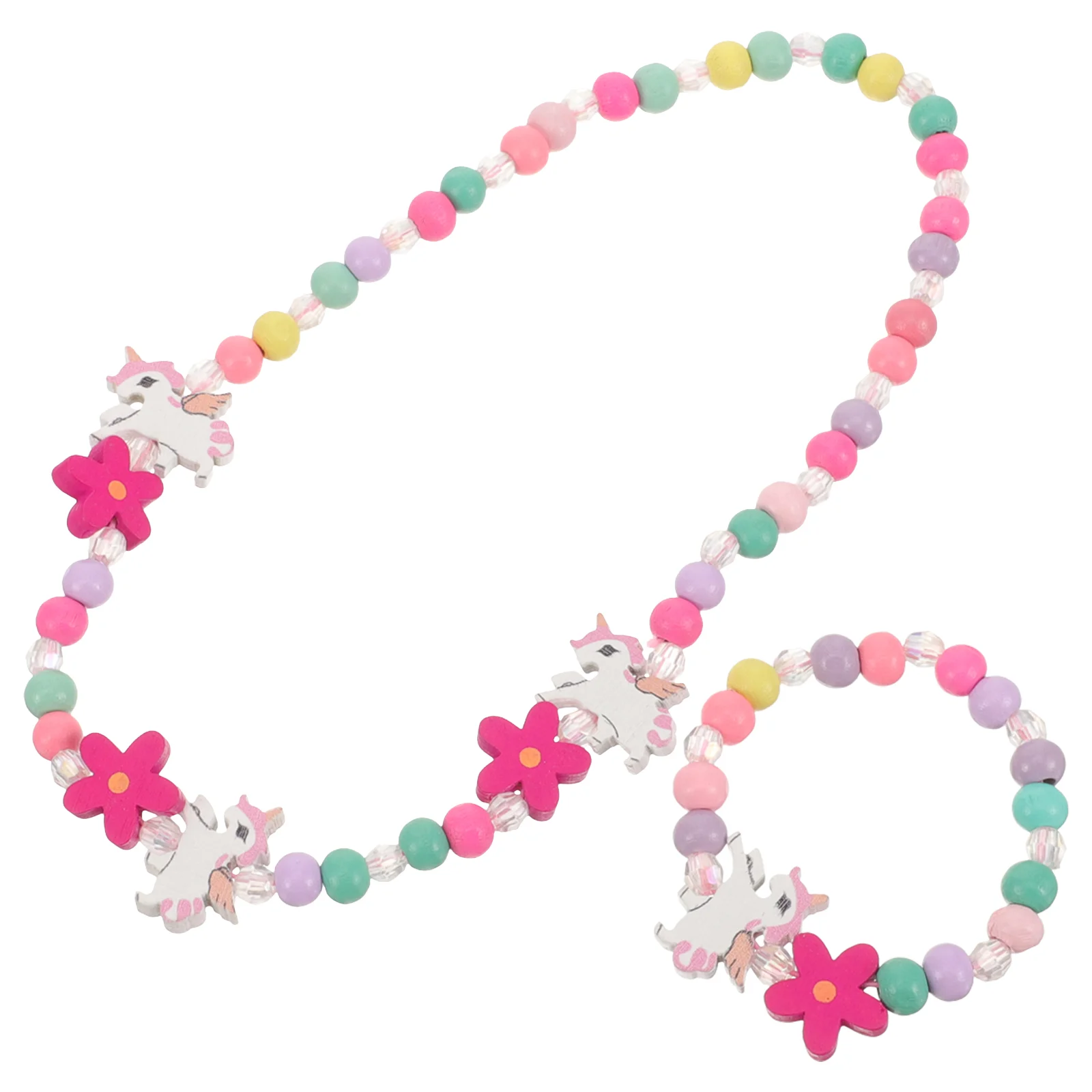 

Necklaces Unicorn Jewelry for Little Girls Wooden Bracelet Beads Princess Child